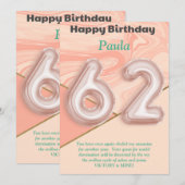 62-jarige meisjes Happy Birthday-kaart (Voorkant / Achterkant)