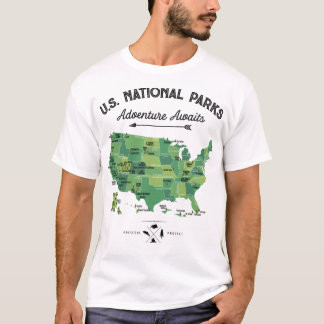 62 National Parks Map geeft US Park  Campin T-shirt