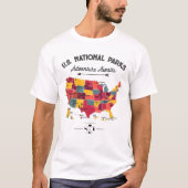 62 National Parks Map geeft US Park  Campin T-shirt (Voorkant)