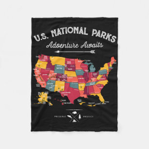 62 Nationale Parken Kaart Cadeaus Ons Park Vintage Fleece Deken