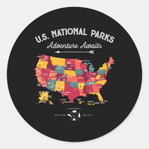 62 Nationale Parken Kaart Cadeaus Us Park Vintage Ronde Sticker