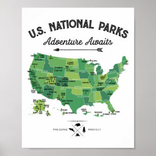 62 Nationale Parken Kaart Us Park Vintage Camping Poster