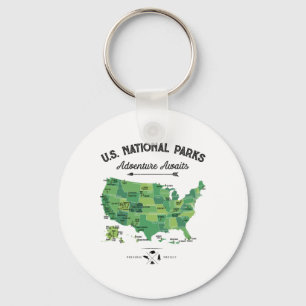62 Nationale Parken Kaart Us Park Vintage Camping Sleutelhanger