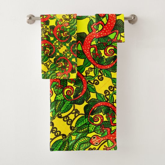 62 Red Gecko Towels SET Bad Handdoek (Insitu)