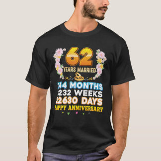 62 Year Married Happy 62Nd Wedding Anniversary Cou T-shirt