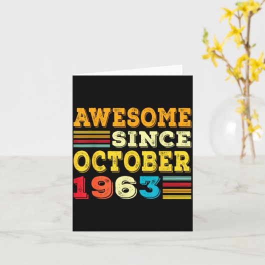 62 Years Old Awesome Since October 1963 62nd Birth Kaart (Gele Bloem)