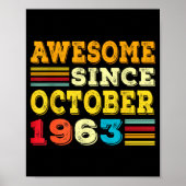 62 Years Old Awesome Since October 1963 62nd Birth Poster (Voorkant)