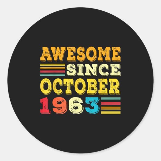 62 Years Old Awesome Since October 1963 62nd Birth Ronde Sticker (Voorkant)