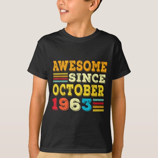62 Years Old Awesome Since October 1963 62nd Birth T-shirt (Voorkant)