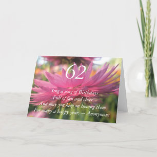 62e Birthday Pink Paper Daisy Quote Card Kaart
