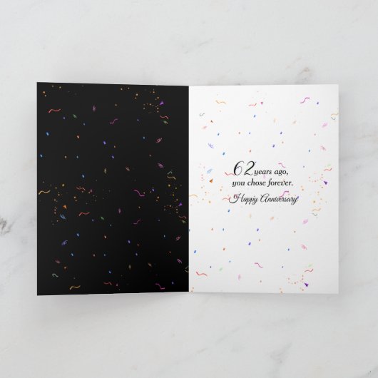 62e bruiloft Jubileum Champagne Toast Kaart (Binnen)