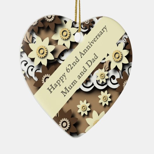 62e bruiloft Jubileum Keramisch Ornament (Rechts)