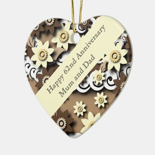 62e bruiloft Jubileum Keramisch Ornament (Links)