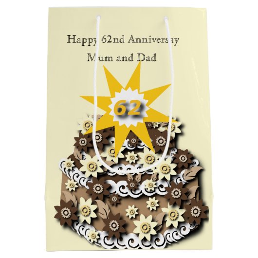 62e bruiloft Jubileum Medium Cadeauzakje (Achterkant)