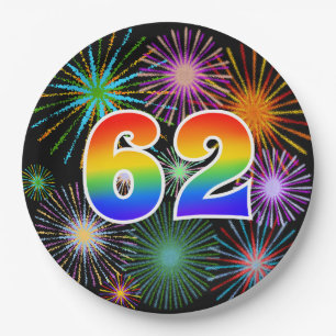 62e Evenement - Leuk, Kleurrijk, Vet, Regenboog 62 Papieren Bordje