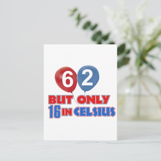 62e jaar oude verjaardag design briefkaart (Staand voorkant)