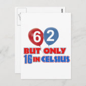 62e jaar oude verjaardag design briefkaart (Voorkant / Achterkant)