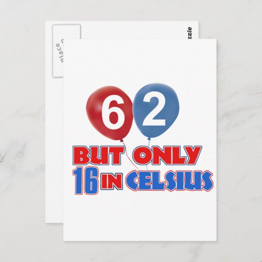 62e jaar oude verjaardag design briefkaart (Voorkant / Achterkant)