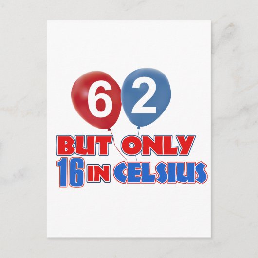 62e jaar oude verjaardag design briefkaart (Voorkant)