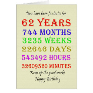 62e mijlpalen van de verjaardag