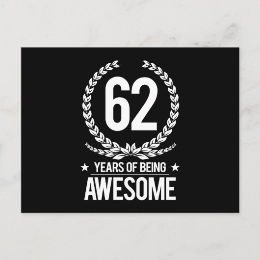 62e verjaardag (62 jaar Geweldige) Briefkaart (Voorkant)