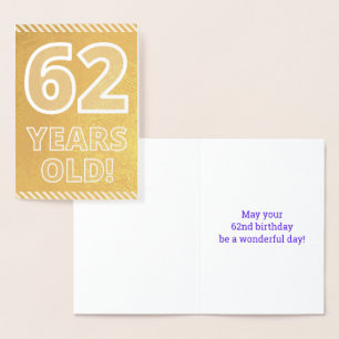 62e verjaardag: "62 JAAR OUD!" goudfolie-Kaart Folie Kaarten