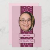 62e verjaardag Afbeelding en naam van de uitnodigi Kaart (Voorkant / Achterkant)