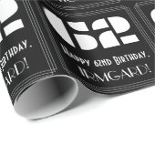 62e verjaardag: Art Deco geïnspireerd look "62" &  Cadeaupapier (Rol Hoek)
