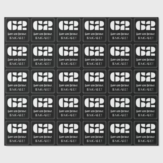 62e verjaardag: Art Deco geïnspireerd look "62" &  Cadeaupapier (Zoom)