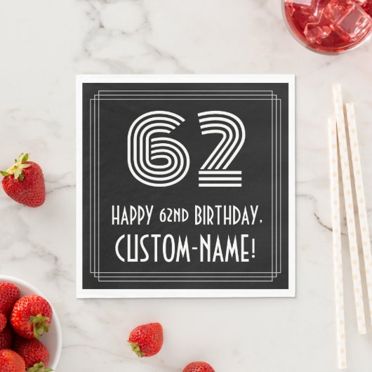 62e verjaardag: Art Deco geïnspireerd look "62" +  Servet (Insitu)