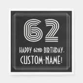 62e verjaardag: Art Deco geïnspireerd look "62" +  Servet (Voorkant)