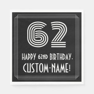 62e verjaardag: Art Deco geïnspireerd look "62" +  Servet