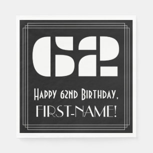 62e verjaardag: Art Deco geïnspireerd look "62" +  Servet