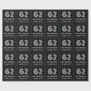 62e verjaardag: Art Deco geïnspireerd look "62" w  Cadeaupapier