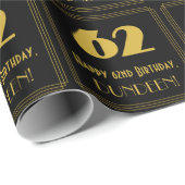62e verjaardag - Art Deco geïnspireerde look "62" Cadeaupapier (Rol Hoek)
