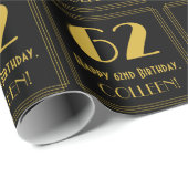 62e verjaardag ~ Art Deco geïnspireerde look "62", Cadeaupapier (Rol Hoek)