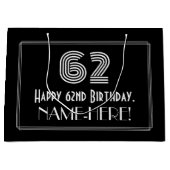 62e verjaardag — Art Deco geïnspireerde look "62"  Groot Cadeauzakje (Voorkant)