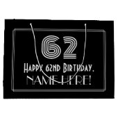 62e verjaardag — Art Deco geïnspireerde look "62"  Groot Cadeauzakje (Achterkant)
