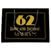 62e verjaardag — Art Deco geïnspireerde look "62" Groot Cadeauzakje (Voorkant)