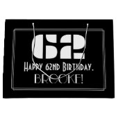 62e verjaardag ~ Art Deco Geïnspireerde look "62" Groot Cadeauzakje (Voorkant)