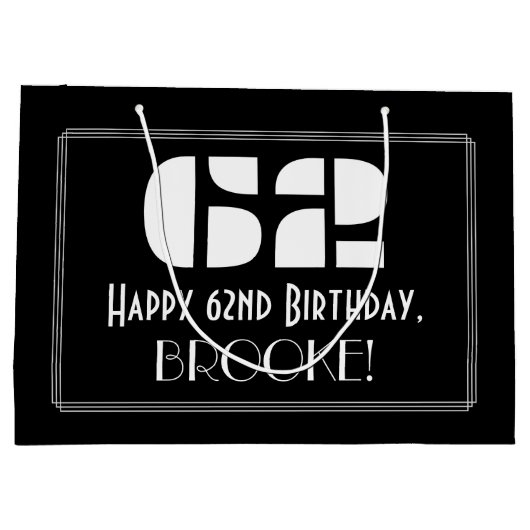 62e verjaardag ~ Art Deco Geïnspireerde look "62"  Groot Cadeauzakje (Achterkant)