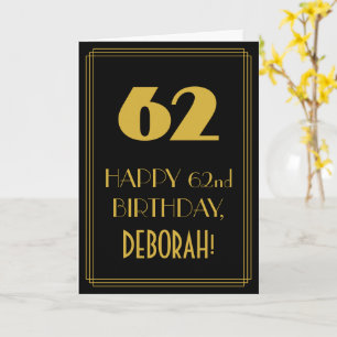 62e verjaardag - Art Deco Geïnspireerde look "62"  Kaart