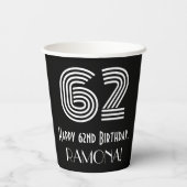 62e verjaardag — Art Deco Geïnspireerde look "62"  Papieren Bekers (Achterkant)
