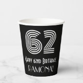 62e verjaardag — Art Deco Geïnspireerde look "62"  Papieren Bekers (Voorkant)
