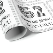 62e verjaardag: Art Deco geïnspireerde stijl "62"  Cadeaupapier (Rol Hoek)