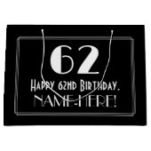 62e verjaardag: Art Deco geïnspireerde stijl "62", Groot Cadeauzakje (Voorkant)