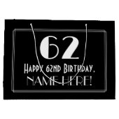 62e verjaardag: Art Deco geïnspireerde stijl "62", Groot Cadeauzakje (Achterkant)