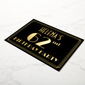 62e verjaardag: Art Deco Kijk "62", met naam Folie Uitnodiging (Gedraaid)