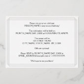 62e verjaardag: Art Deco Kijk "62", met naam Folie Uitnodiging (Achterkant)