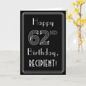 62e verjaardag: Art Deco Style # 62 en aangepaste Kaart (Gele Bloem)